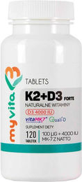 MyVita Vitamin K2 und Vitamin D3 Tabletten mit pflanzlichem Ursprung 120 Stück – Bild 1 von 1