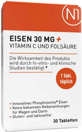 N1 Eisen 30 mg mit Vitamin C und Folsäure Tabletten für Schwangere und Stillende – Bild 1 von 1