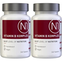 Produktbild von N1 Vitamin B Komplex hochdosiert Tabletten vegan glutenfrei laktosefrei für Sportler und Senioren 480 Stück