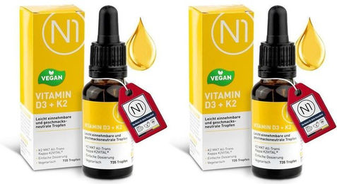 N1 Vitamin D3 K2 Tropfen vegan für Erwachsene, Senioren, Sportler sowie Schwangere und Stillende – Bild 1 von 2