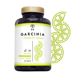 N2 Natural Nutrition Garcinia Cambogia mit Vitamin C und Chrom, hochdosiert, 120 Kapseln, vegan, glutenfrei und laktosefrei – Bild 1 von 3
