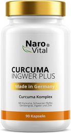 NaroVital Curcuma Ingwer Plus Hochdosiert mit Kurkuma, Curcumin, Piperin, Gerstengras und Zink, 90 Kapseln, vegan, glutenfrei und laktosefrei – Bild 1 von 2