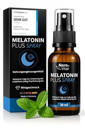 NaroVital Melatonin Plus Einschlafspray mit Ashwagandha, Passionsblume, Melisse und Baldrian, 30 ml, vegan, zuckerfrei und alkoholfrei – Bild 1 von 7