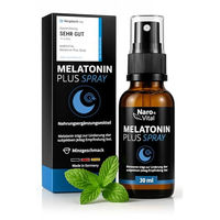 Produktbild von NaroVital Melatonin Plus Einschlafspray mit Ashwagandha, Passionsblume, Melisse und Baldrian, 30 ml, vegan, zuckerfrei und alkoholfrei