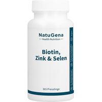 Produktbild von NatuGena Biotin Zink Selen hochdosiert vegan Presslinge 365 Stück