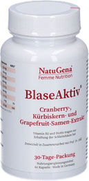 NatuGena Blase Aktiv Kapseln mit Cranberry-Extrakt, Vitamin B2 und Biotin, vegan, 60 Kapseln – Bild 1 von 1