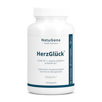 Produktbild von NatuGena HerzGlück L-Arginin und Weißdorn mit Vitamin B6 B9 B12 Kräuter-Komplex Bio Kapseln 120 Stück