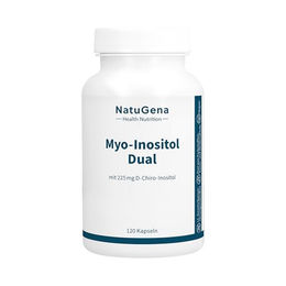 NatuGena Myo-Inositol Dual Inositol-Komplex mit Vitamin B, 2000 mg Myo-Inositol & 225 mg D-Chiro-Inositol, vegan, 120 Kapseln – Bild 1 von 3