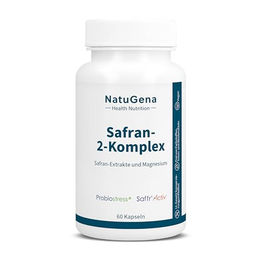 NatuGena Safran-2-Komplex Anti-Stress-Komplex mit Safran-Extrakt und Magnesium, 60 Kapseln, vegan, glutenfrei und laktosefrei – Bild 1 von 1