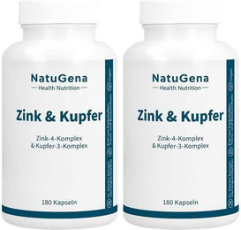 NatuGena Zink & Kupfer Kapseln vegan glutenfrei laktosefrei 180 Stück – Bild 1 von 1
