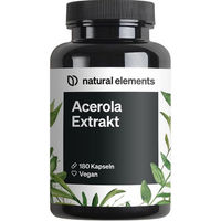 Produktbild von natural elements Acerola Extrakt und Vitamin C Kapseln 180 Stück mit 660 mg Acerola Extrakt und 165 mg Vitamin C pro Kapsel
