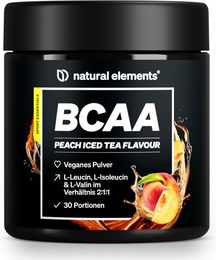 natural elements BCAA Pulver Pfirsich Eistee 300g mit Leucin, Isoleucin und Valin im 2:1:1 Verhältnis – Bild 1 von 3