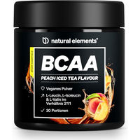 Produktbild von natural elements BCAA Pulver Pfirsich Eistee 300g mit Leucin, Isoleucin und Valin im 2:1:1 Verhältnis
