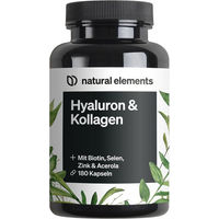 Produktbild von natural elements Beauty-Kollagen-Kombi Hyaluronsäure Kollagen Komplex mit Biotin, Selen, Vitamin C und Bambusextrakt 180 Kapseln