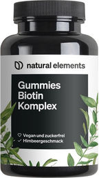 natural elements Biotin Haar Gummies Himbeere zuckerfrei 120 Stück – Bild 1 von 2
