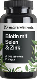 natural elements Biotin Selen und Zink Tabletten 365 Stück ohne Magnesiumstearat – Bild 1 von 3