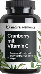 natural elements Cranberry Extrakt mit Vitamin C Kapseln vegan hochdosiert für Frauen 240 Kapseln – Bild 1 von 5