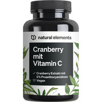 Produktbild von natural elements Cranberry Extrakt mit Vitamin C Kapseln vegan hochdosiert für Frauen 240 Kapseln