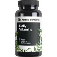 Produktbild von natural elements Daily Vitamins – Vegan Vitamine A-K Kapseln ohne Zusatzstoffe – 120 Kapseln für Sportler
