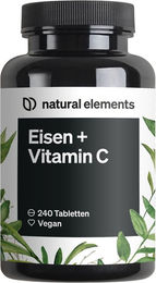 natural elements Eisen Bisglycinat Chelat-Komplex mit 40mg Vitamin C Acerola Tabletten für Sportler 240 Stück – Bild 1 von 2
