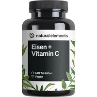 Produktbild von natural elements Eisen Bisglycinat Chelat-Komplex mit 40mg Vitamin C Acerola Tabletten für Sportler 240 Stück