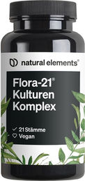 natural elements Flora 21 Kulturen Komplex mit 21 Bakterienstämmen 60 magensaftresistente Kapseln – Bild 1 von 2