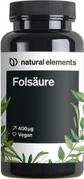 natural elements Folsäure Tabletten 400 mcg für Schwangere und Stillende 400 Stück – Bild 1 von 3