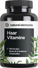 natural elements Haar-Vitamine mit Keratinhydrolysat, Biotin, Selen und Zink, 180 Kapseln – Bild 1 von 2