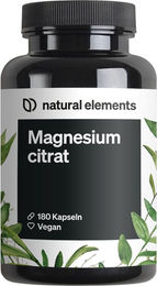 natural elements Magnesiumcitrat 360 mg pro Tagesdosis 180 Kapseln für Sportler – Bild 1 von 2