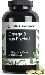 natural elements Omega 3 Fischöl Kapseln mit EPA und DHA 180 Stück – Bild 1 von 2