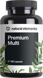 natural elements Premium Multivitamin Kapseln mit Vitaminen A-Z aus bioaktiven Rohstoffen 180 Stück – Bild 1 von 3