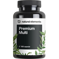 Produktbild von natural elements Premium Multivitamin Kapseln mit Vitaminen A-Z aus bioaktiven Rohstoffen 180 Stück