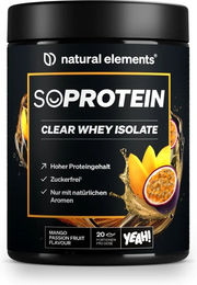 natural elements SoProtein Clear Whey Isolate Mango Maracuja Proteinpulver 600g zuckerfrei ohne Zusatzstoffe – Bild 1 von 1