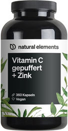 natural elements Vitamin C 1000 mg mit 15 mg Zink gepuffert und fermentiert 360 Kapseln – Bild 1 von 4