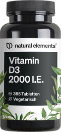 natural elements Vitamin D3 1000 I.E. Tabletten 365 Stück – Bild 1 von 3