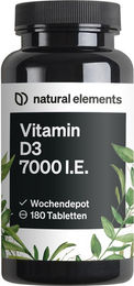 natural elements Vitamin D3 7000 IE Tabletten 180 Stück – Bild 1 von 3