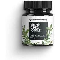 Produktbild von natural elements Vitamin D3/K2 1000 I.E. Kapseln vegan ohne Gelatine