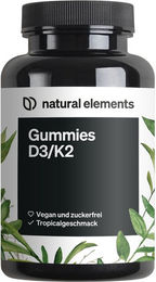 natural elements Vitamin D3/K2 Gummis Tropical vegan und zuckerfrei mit 1000 IE D3 pro Tag 120 Stück – Bild 1 von 2