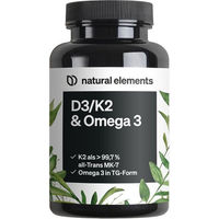 Produktbild von natural elements Vitamin D3/K2 und Omega 3 Kapseln mit K2VITAL All-Trans und Omega 3 Triglycerid