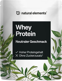 natural elements Whey Protein Pulver Neutral 1kg mit 40g Protein pro Portion – Bild 1 von 2