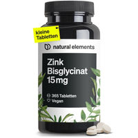 Produktbild von natural elements Zink Bisglycinat 15 mg Tabletten 365 Stück vegan ohne Zusatzstoffe