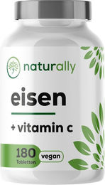 naturally Eisen und Vitamin C vegane Tabletten mit 20 mg Eisen und 40 mg Vitamin C 180 Stück – Bild 1 von 1