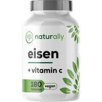 Produktbild von naturally Eisen und Vitamin C vegane Tabletten mit 20 mg Eisen und 40 mg Vitamin C 180 Stück