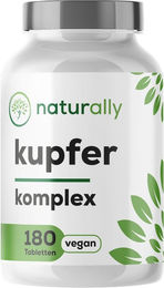 naturally Kupfer Komplex mit 2 mg elementarem Kupfer, vegan, ohne Zusatzstoffe, 180 Tabletten – Bild 1 von 1