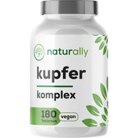 Produktbild von naturally Kupfer Komplex mit 2 mg elementarem Kupfer, vegan, ohne Zusatzstoffe, 180 Tabletten