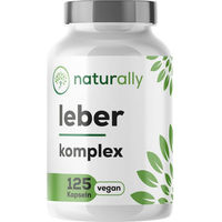 Produktbild von naturally Leber Komplex Kapseln mit Mariendistel, Artischocke, Löwenzahn, Cholin und Desmodium vegan ohne Zusatzstoffe