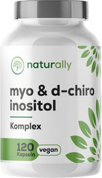naturally Myo- & D-Chiro Inositol Komplex mit Folsäure und Vitamin B6 Kapseln vegan 120 Stück für Frauen, Schwangere & Stillende – Bild 1 von 1