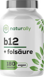 naturally Vitamin B12 und Folsäure Tabletten vegan 180 Stück – Bild 1 von 1
