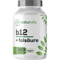 Produktbild von naturally Vitamin B12 und Folsäure Tabletten vegan 180 Stück