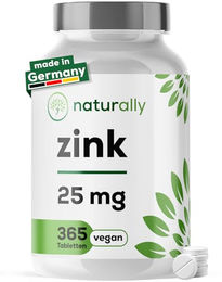 naturally Zink Tabletten mit Zinkbisglycinat 25 mg vegan für Erwachsene 365 Stück – Bild 1 von 3